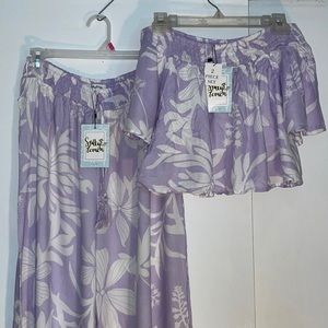Salty Lemon lilac 2 Piece Set pants and off the shoulder top